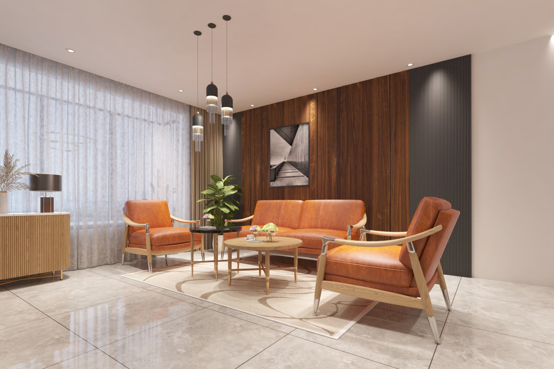 Bộ phòng khách Flinton 6 món (solid oak) - Ảnh 6