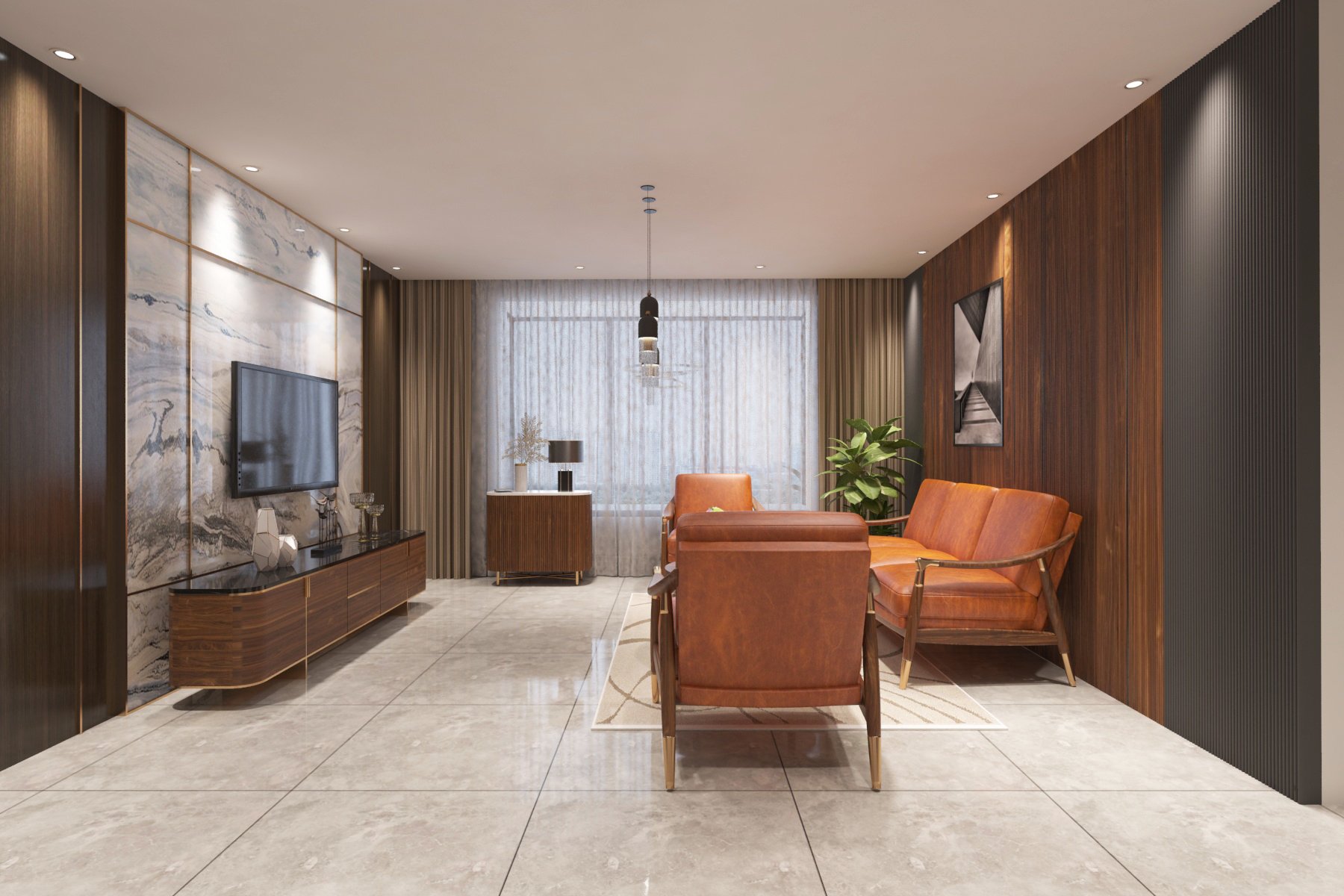 Bộ phòng khách Flinton 6 món (solid walnut)